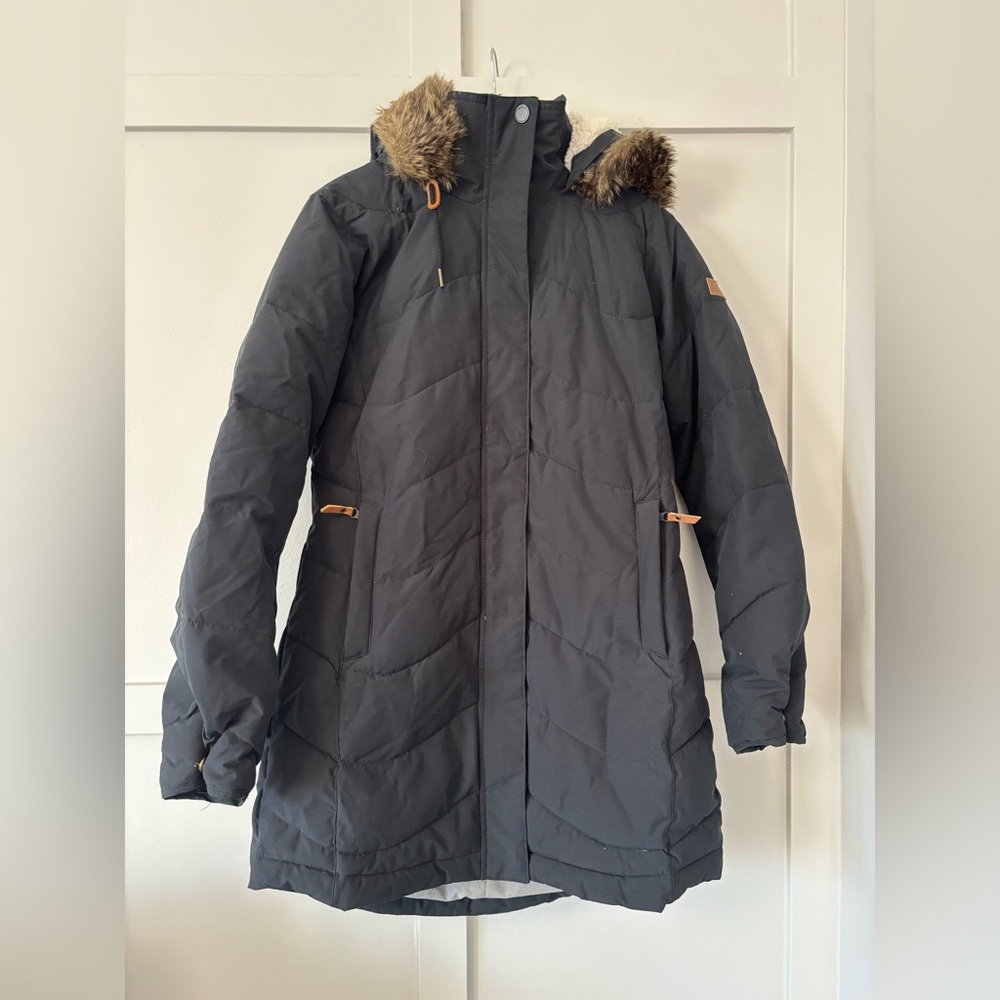 Roxy Black Parka with Faux Fur Trim - Picture 2 of 9
